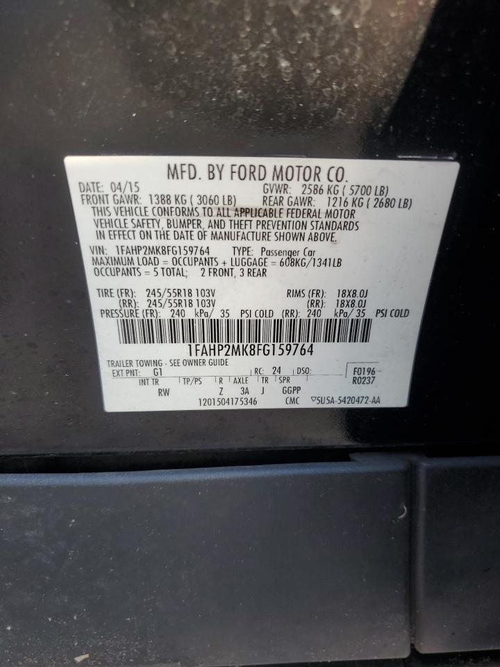 2015 Ford Taurus Police Interceptor VIN: 1FAHP2MK8FG159764 Lot: 83780485