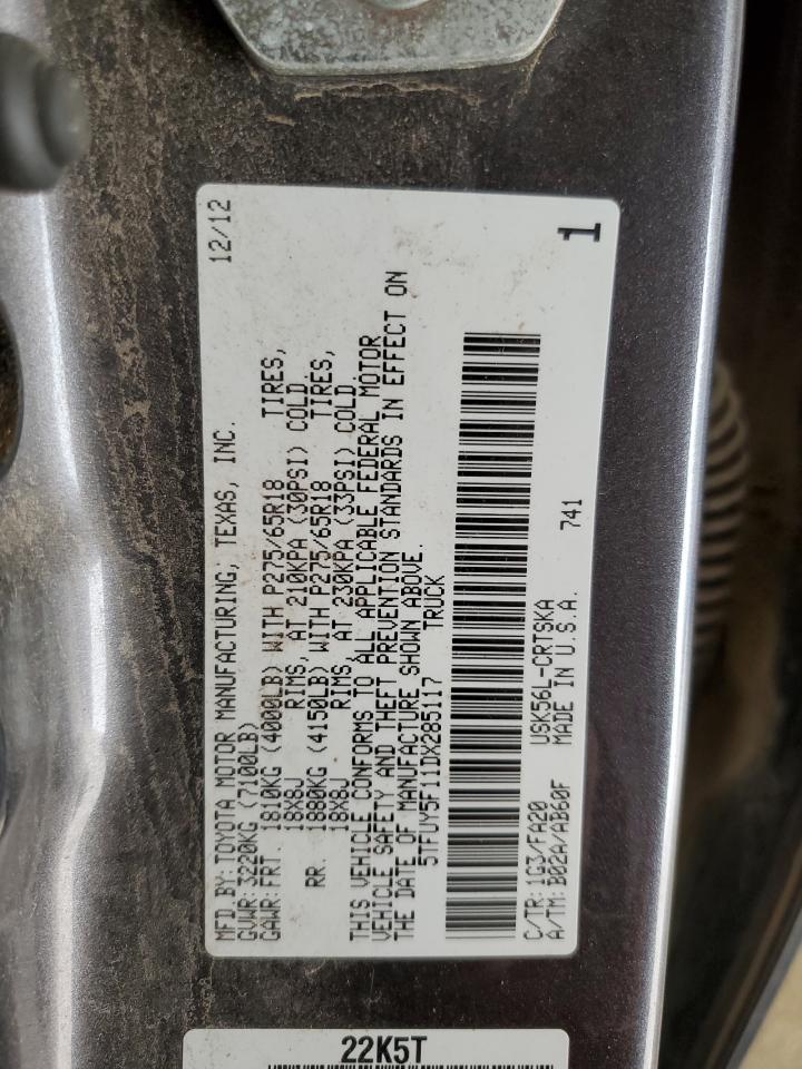 2013 Toyota Tundra Crewmax Sr5 VIN: 5TFUY5F11DX285117 Lot: 86246065