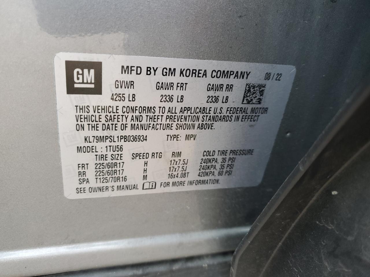 2023 Chevrolet Trailblazer Lt VIN: KL79MPSL1PB036934 Lot: 85378225