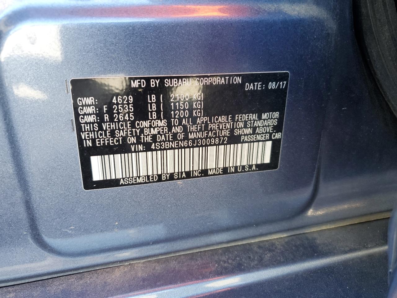 2018 Subaru Legacy 3.6R Limited VIN: 4S3BNEN66J3009872 Lot: 82478695