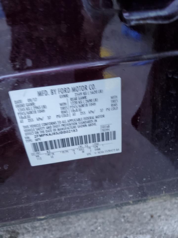 2018 Ford Edge Sel VIN: 2FMPK4J85JBB02183 Lot: 86240865