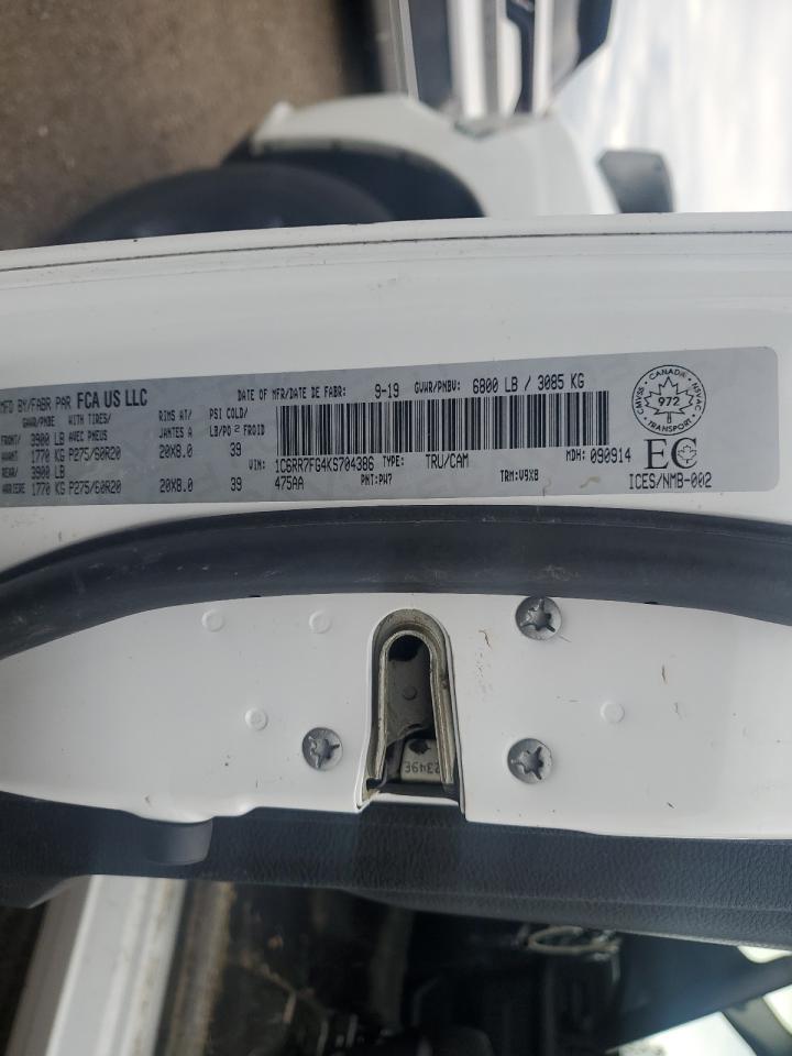 2019 Ram 1500 Classic Tradesman VIN: 1C6RR7FG4KS704386 Lot: 89617125