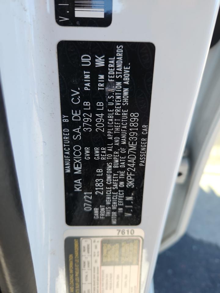2021 Kia Forte Fe VIN: 3KPF24AD7ME391898 Lot: 85585595