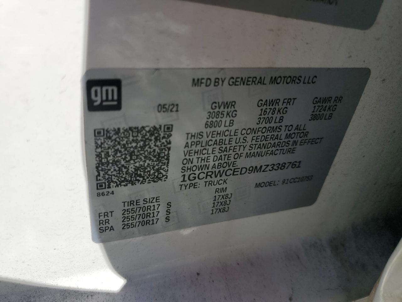 2021 Chevrolet Silverado C1500 Lt VIN: 1GCRWCED9MZ338761 Lot: 84946895