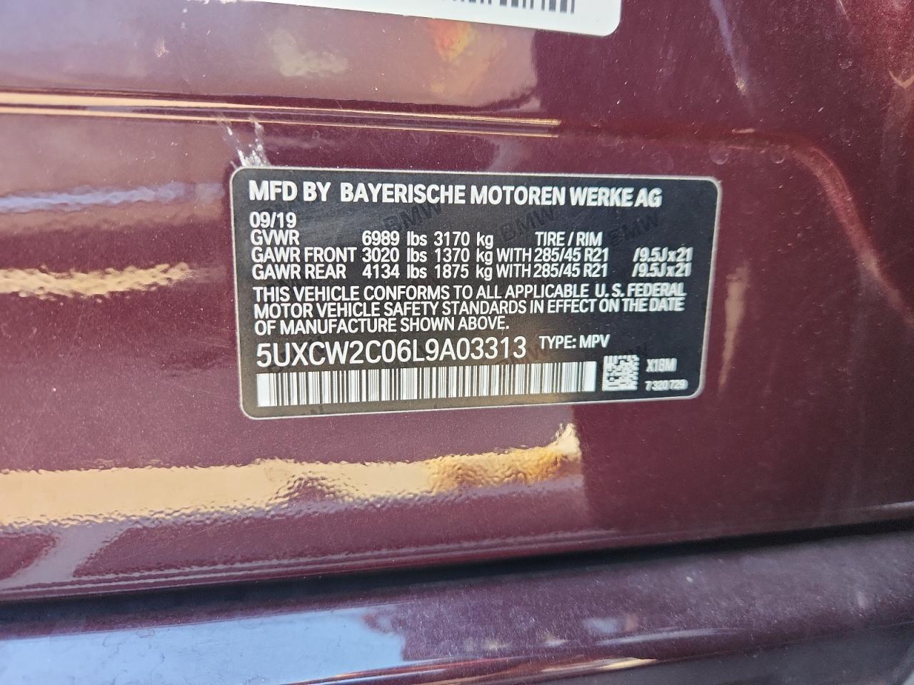 2020 BMW X7 xDrive40I VIN: 5UXCW2C06L9A03313 Lot: 85737455