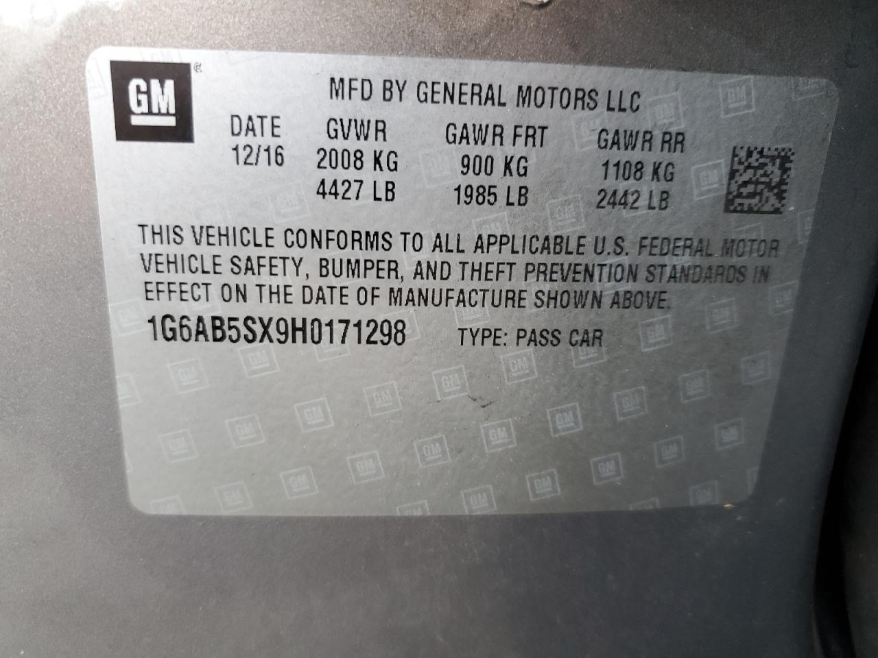 2017 Cadillac Ats Luxury VIN: 1G6AB5SX9H0171298 Lot: 81814255