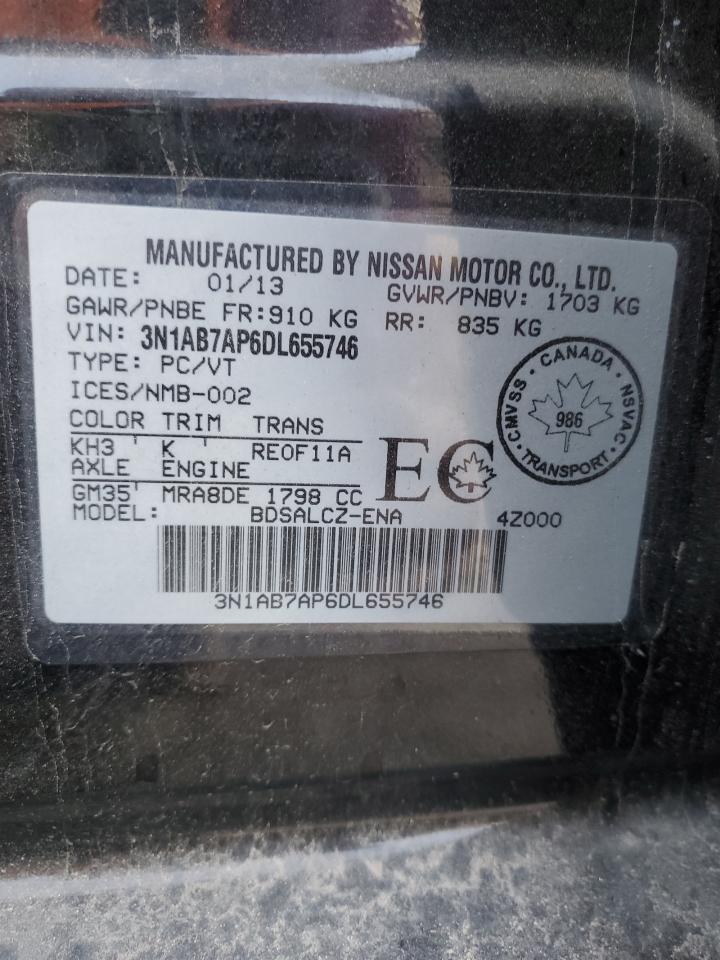 2013 Nissan Sentra S VIN: 3N1AB7AP6DL655746 Lot: 85699145