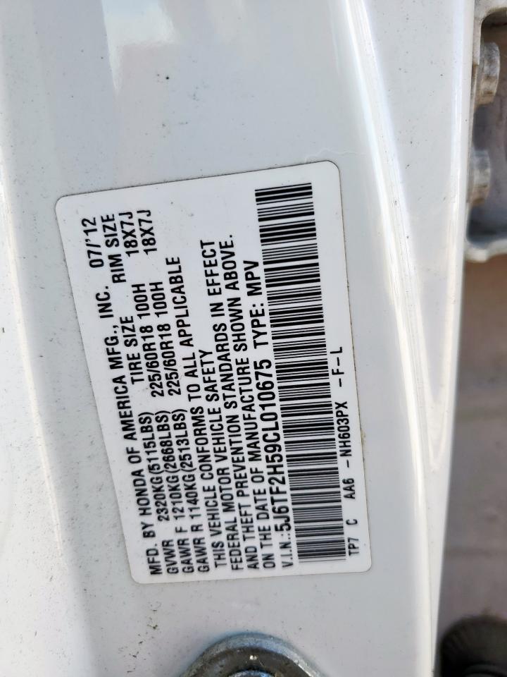 2012 Honda Crosstour Exl VIN: 5J6TF2H59CL010675 Lot: 85784475