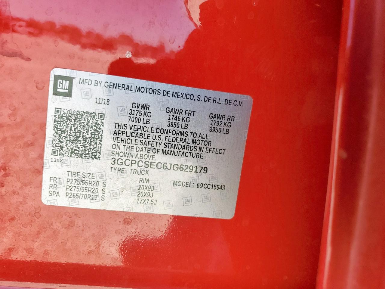 2018 Chevrolet Silverado C1500 Ltz VIN: 3GCPCSEC6JG629179 Lot: 86591475