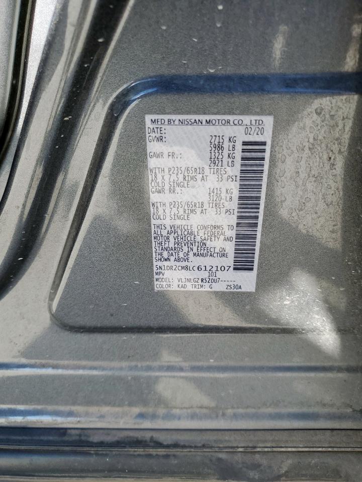 2020 Nissan Pathfinder Sl VIN: 5N1DR2CM8LC612107 Lot: 86321745