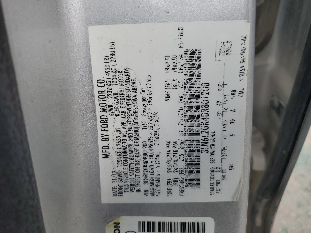 2013 Lincoln Mkz VIN: 3LN6L2GK4DR801200 Lot: 90788885