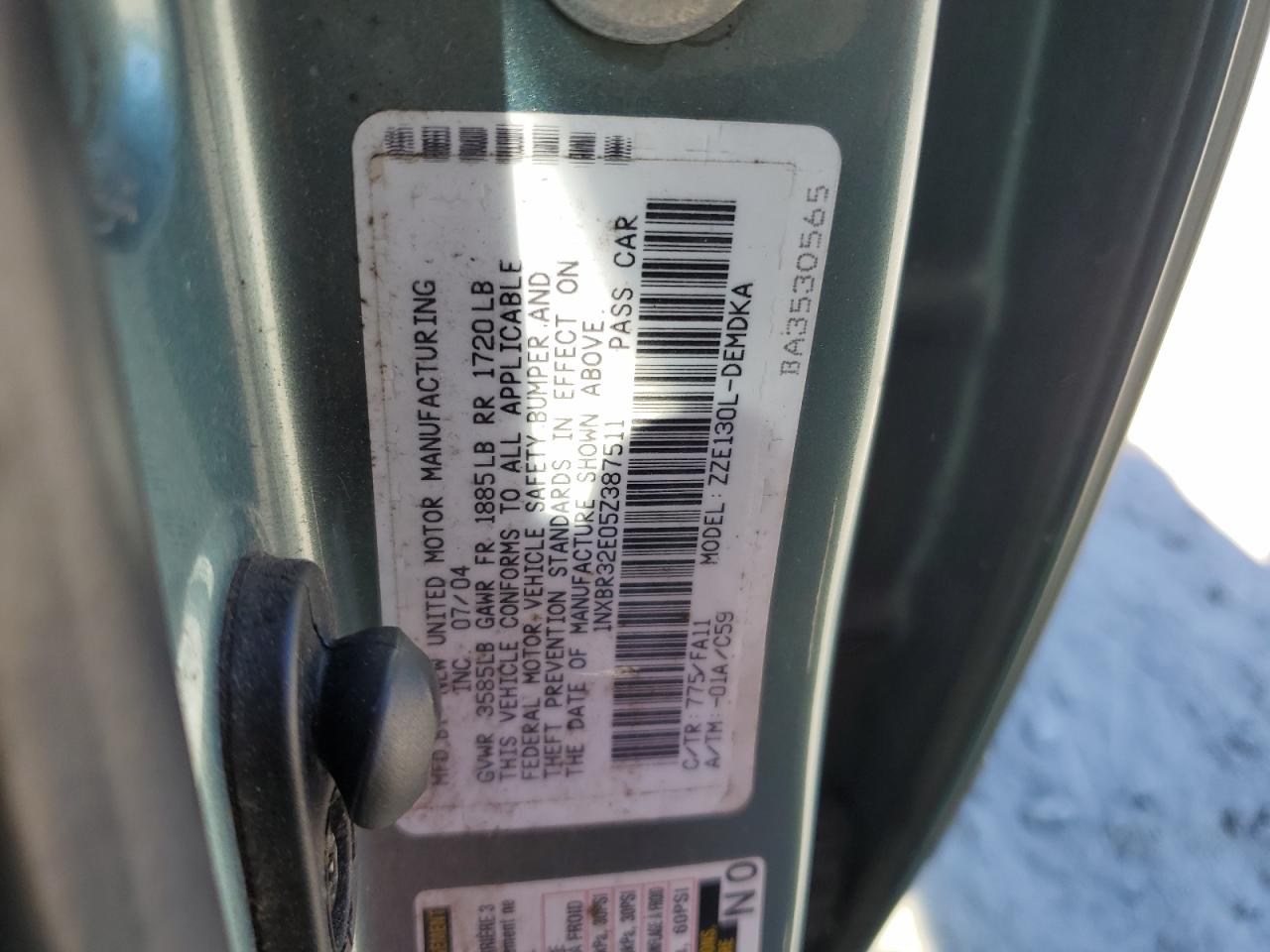 2005 Toyota Corolla Ce VIN: 1NXBR32E05Z387511 Lot: 84900115