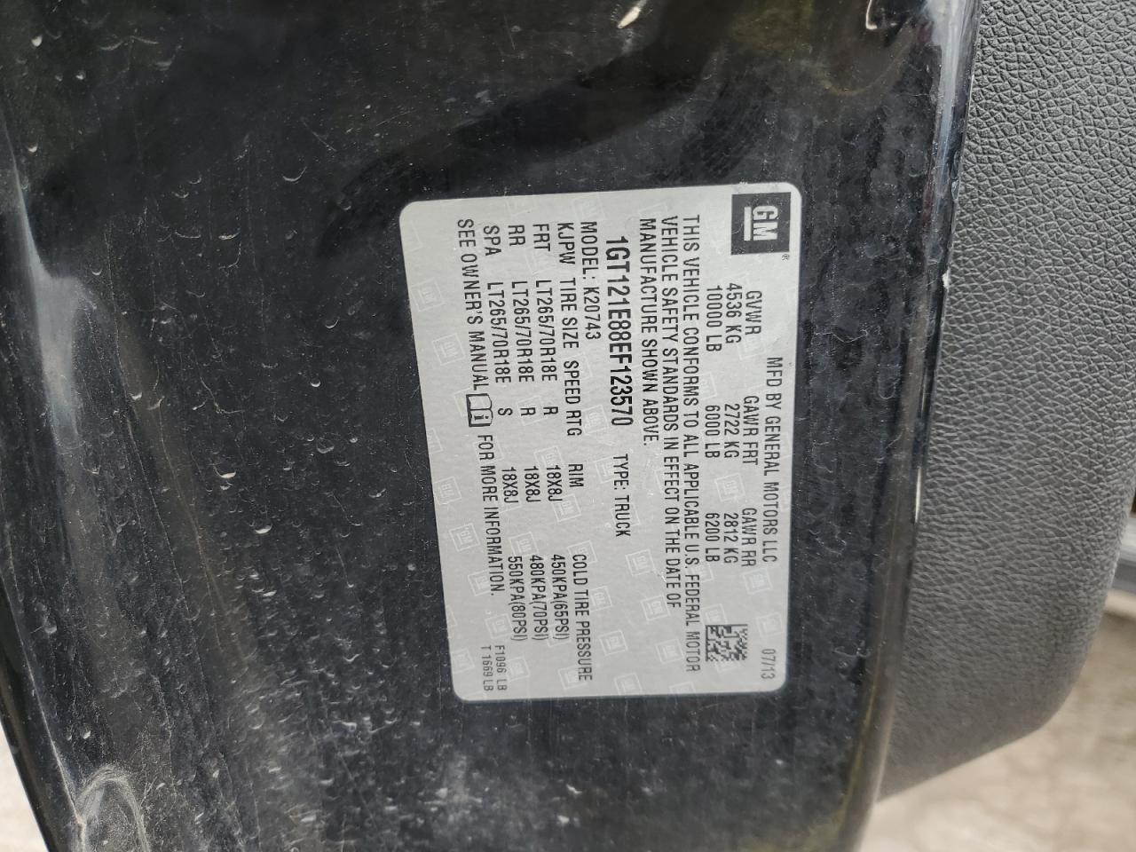 2014 GMC Sierra K2500 Slt VIN: 1GT121E88EF123570 Lot: 90147285