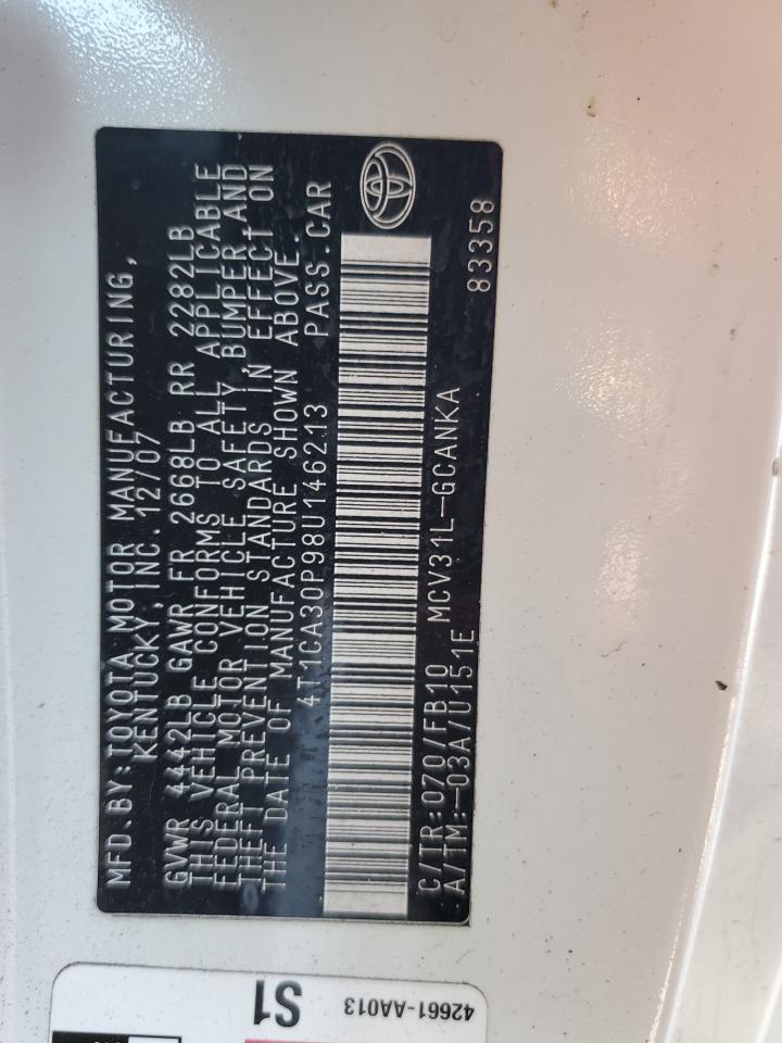 2008 Toyota Camry Solara Se VIN: 4T1CA30P98U146213 Lot: 87207375