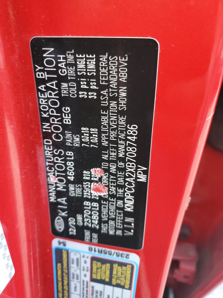 2011 Kia Sportage Ex VIN: KNDPCCA2XB7087486 Lot: 86795365