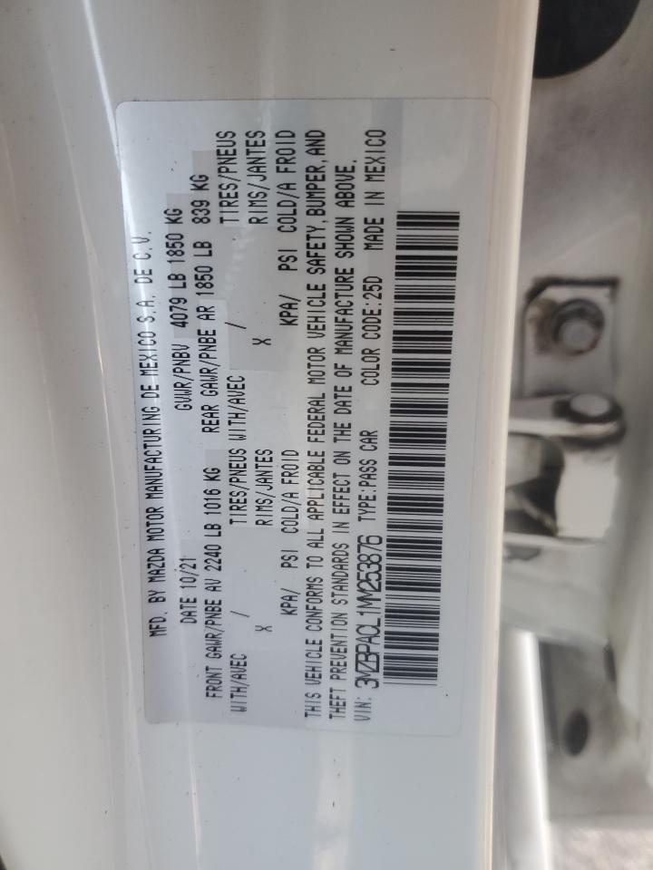 2021 Mazda 3 Preferred VIN: 3MZBPACL1MM253876 Lot: 85552905