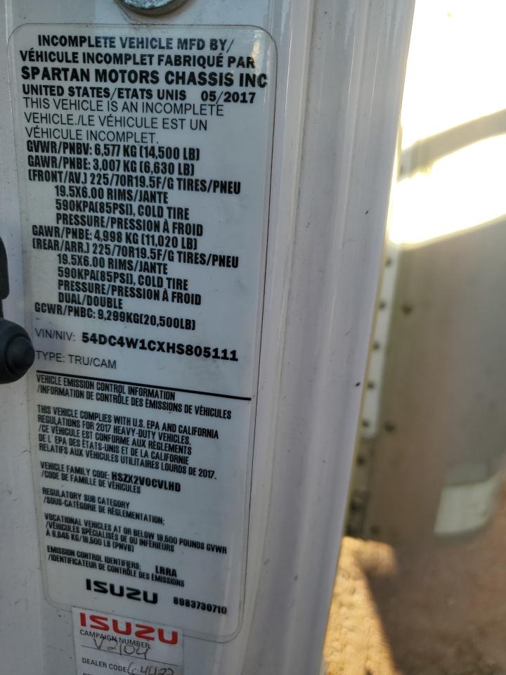 2017 Isuzu Npr Hd Box Truck VIN: 54DC4W1CXHS805111 Lot: 86605235