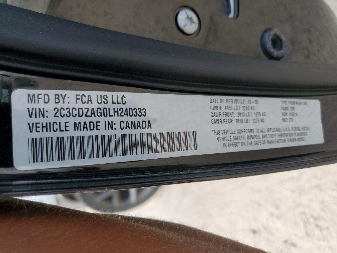 2020 Dodge Challenger Sxt VIN: 2C3CDZAG0LH240333 Lot: 86601825