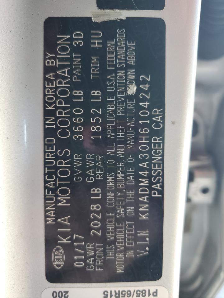 2017 Kia Rio Lx VIN: KNADM4A30H6104242 Lot: 82288295