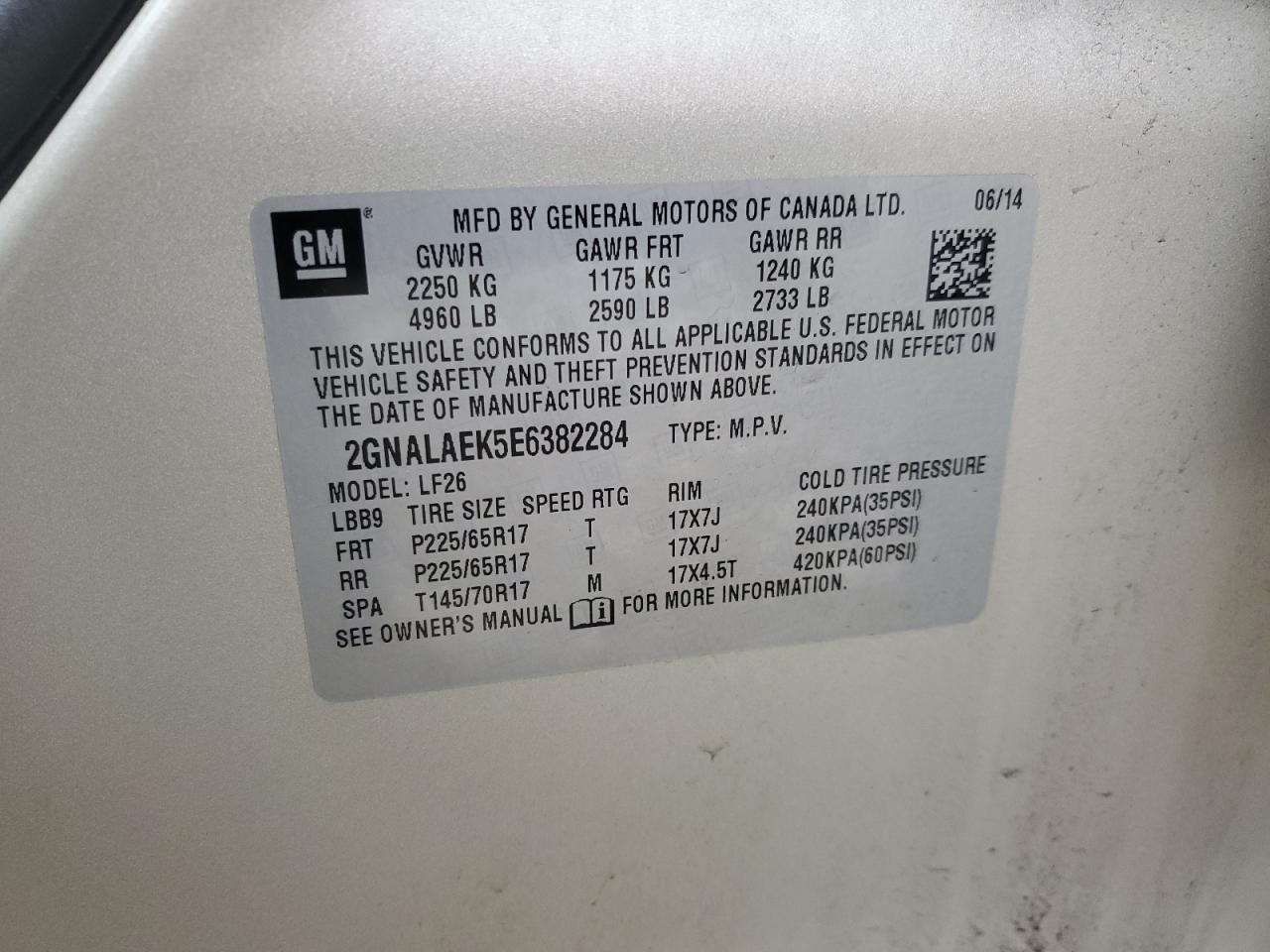 2014 Chevrolet Equinox Ls VIN: 2GNALAEK5E6382284 Lot: 82402635