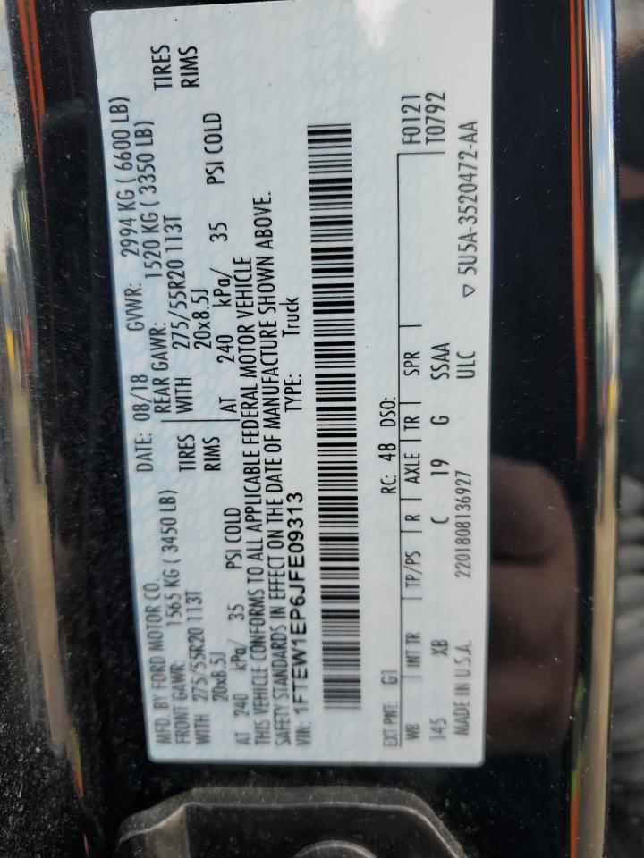 2018 Ford F150 Supercrew VIN: 1FTEW1EP6JFE09313 Lot: 90240925