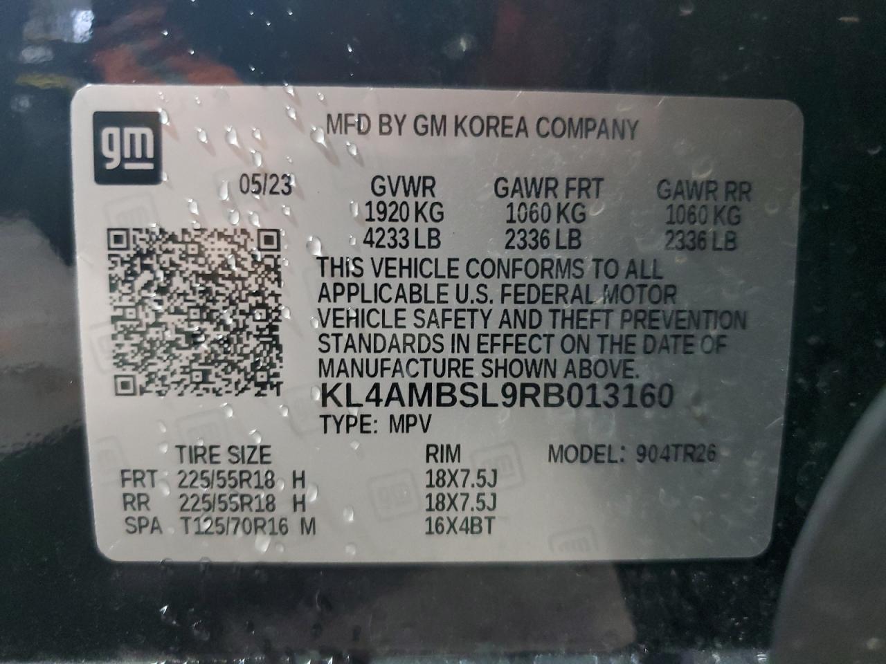 2024 Buick Encore Gx Preferred VIN: KL4AMBSL9RB013160 Lot: 90346685