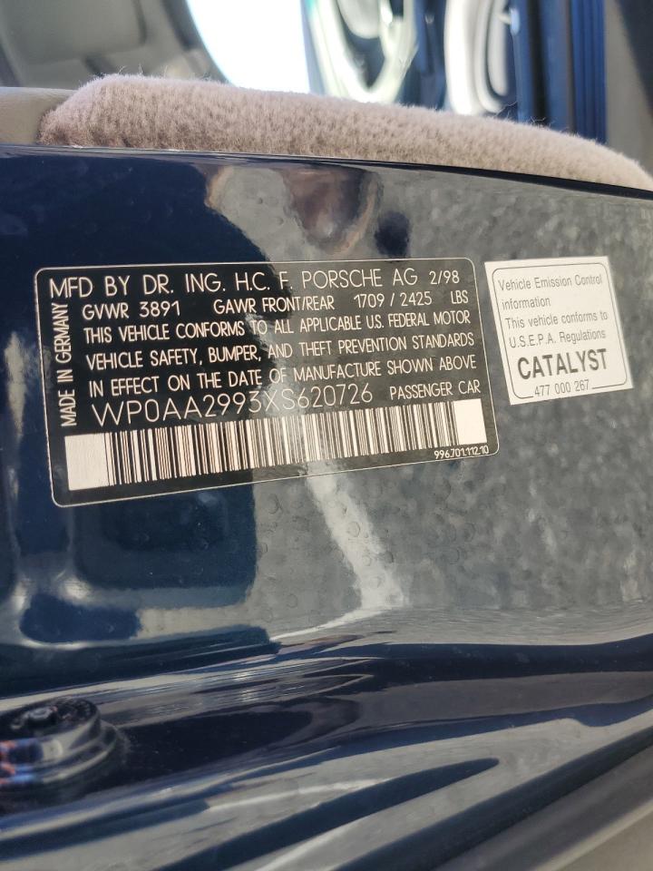 1999 Porsche 911 Carrera VIN: WP0AA2993XS620726 Lot: 90082655