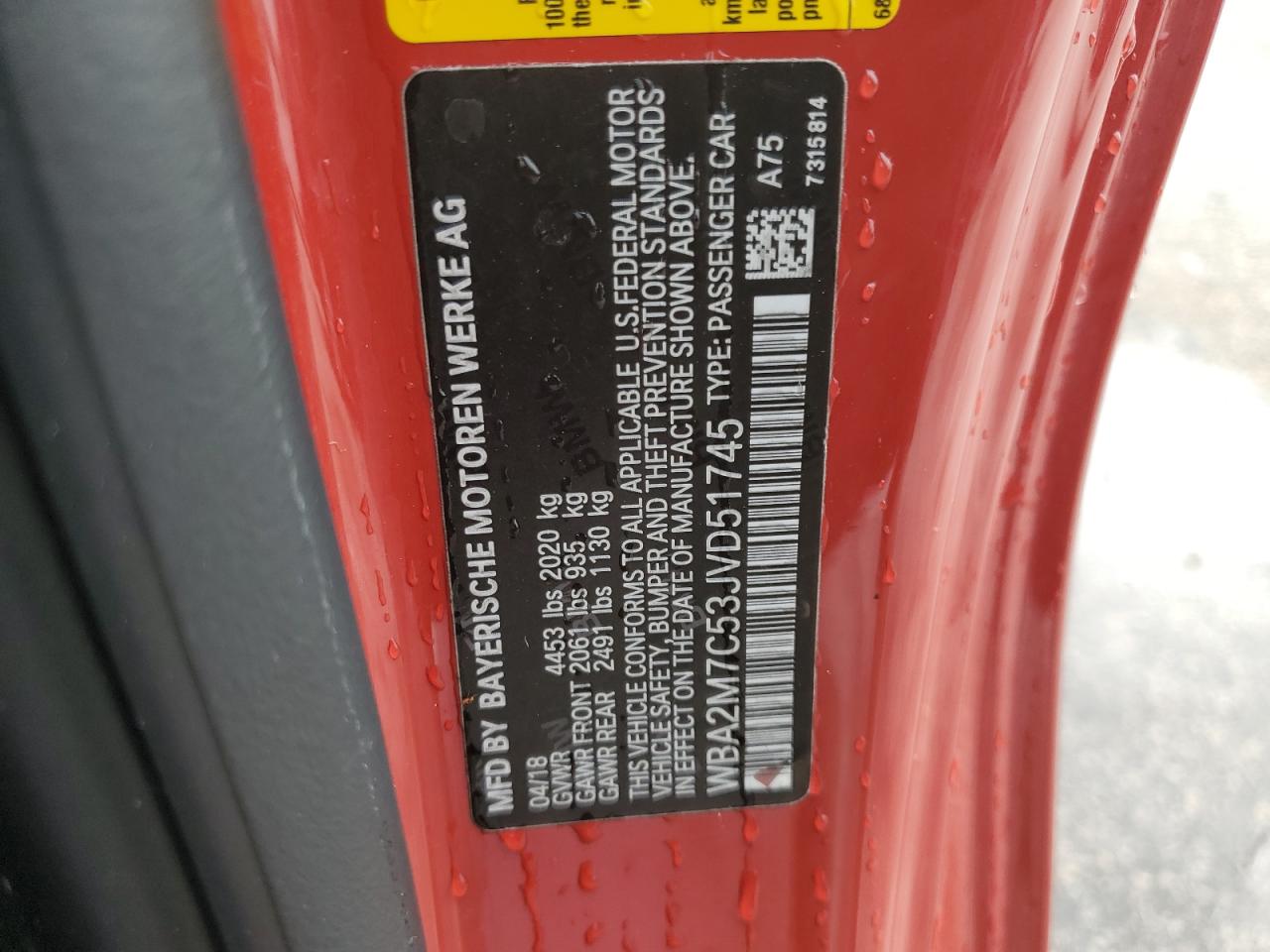 2018 BMW 230I VIN: WBA2M7C53JVD51745 Lot: 85128885