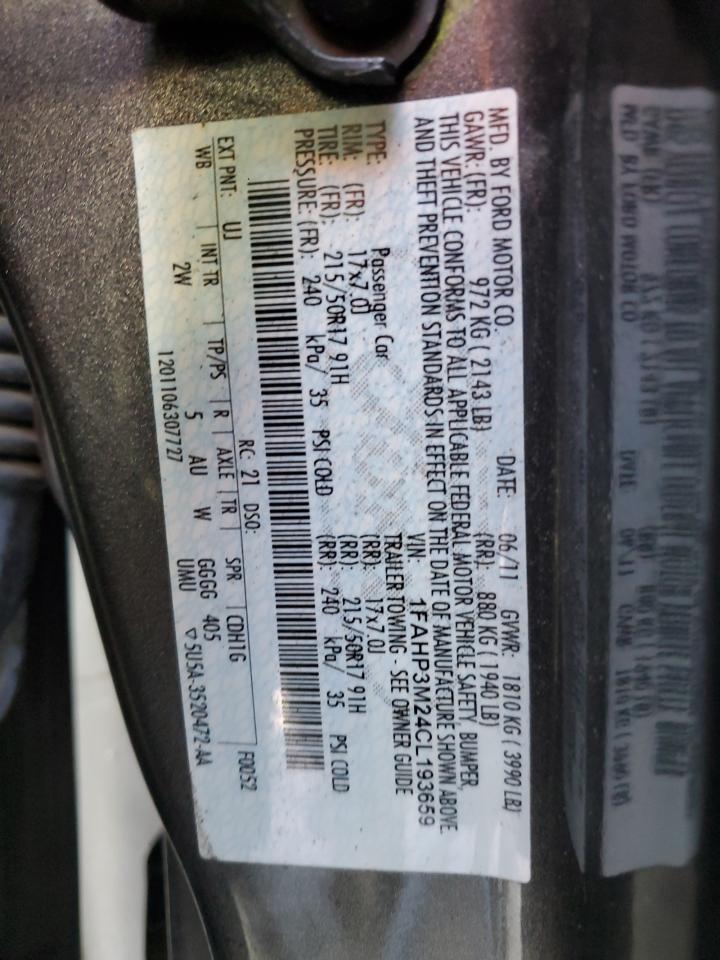 2012 Ford Focus Sel VIN: 1FAHP3M24CL193659 Lot: 86164015