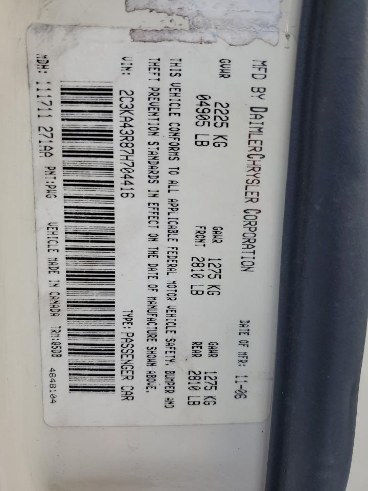 2007 Chrysler 300 VIN: 2C3KA43R87H704416 Lot: 82469295