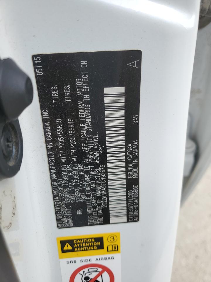 2015 Lexus Rx 350 VIN: 2T2ZK1BA9FC193675 Lot: 85354425