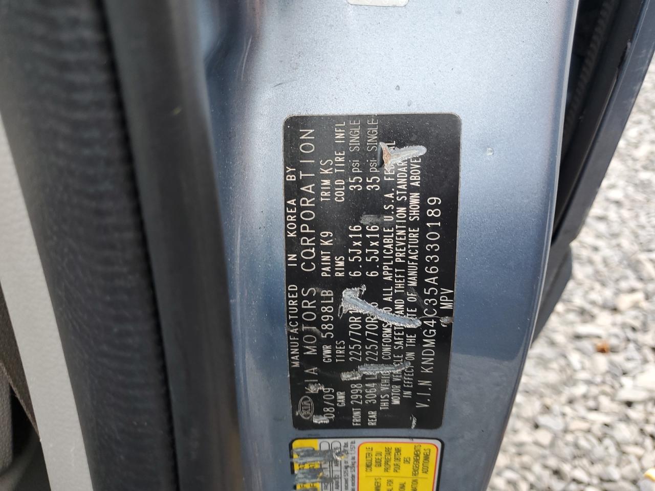 2010 Kia Sedona Lx VIN: KNDMG4C35A6330189 Lot: 87472365