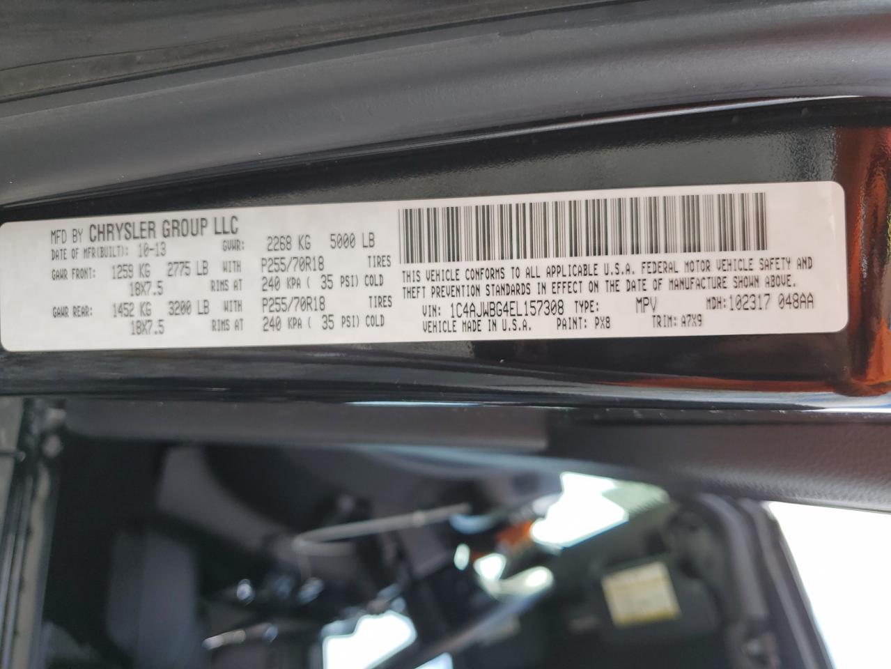 2014 Jeep Wrangler Sahara VIN: 1C4AJWBG4EL157308 Lot: 82294085