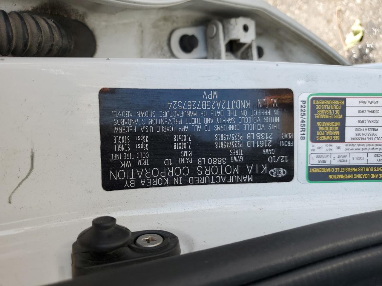 2011 Kia Soul + VIN: KNDJT2A25B7267524 Lot: 81322525