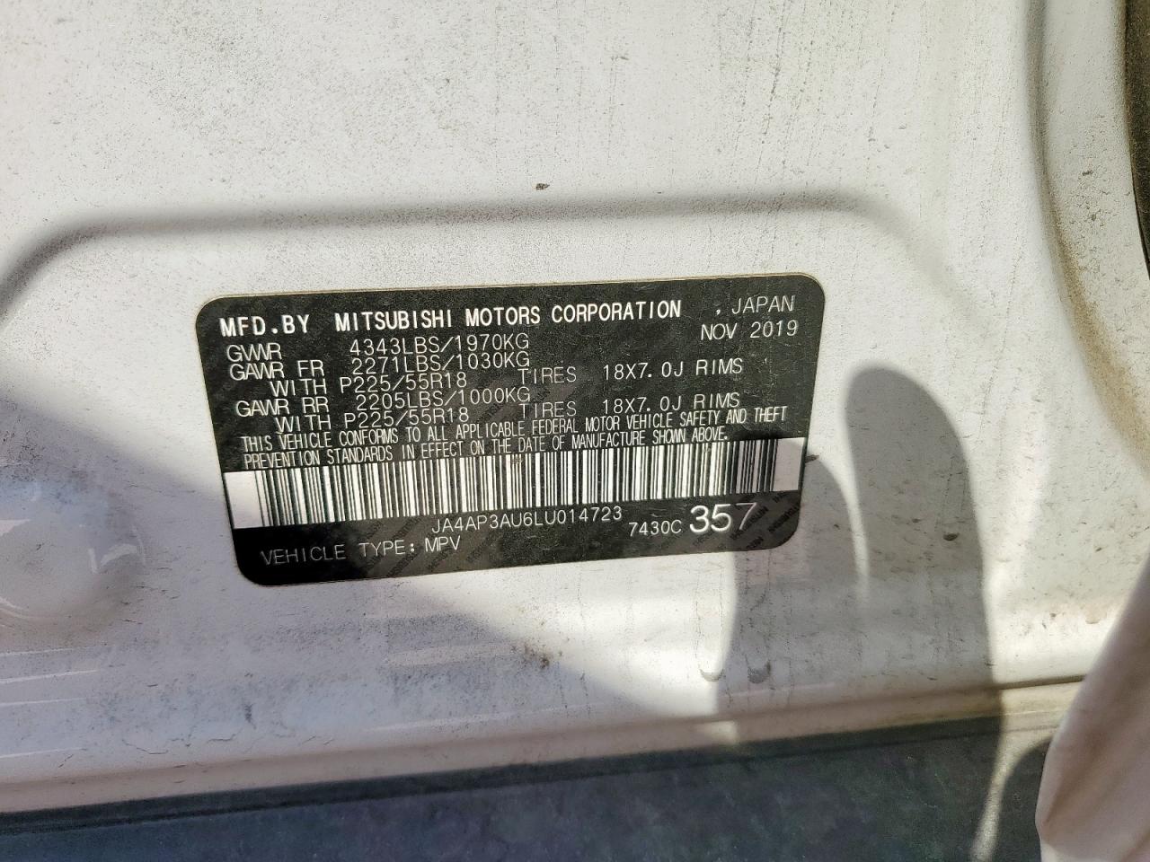 2020 Mitsubishi Outlander Sport Es VIN: JA4AP3AU6LU014723 Lot: 85325755