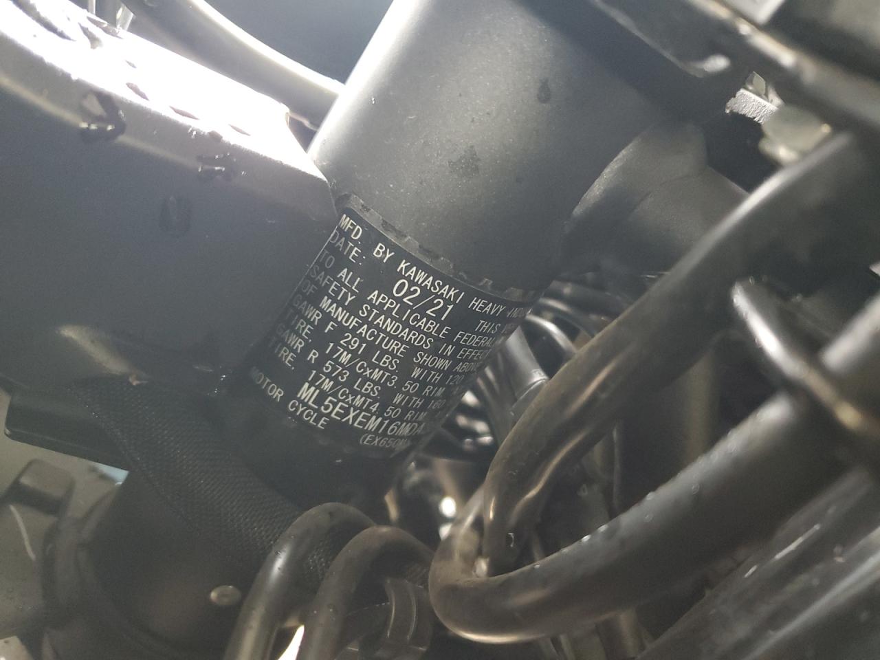 2021 Kawasaki Ex650 M VIN: ML5EXEM16MDA38491 Lot: 90434225