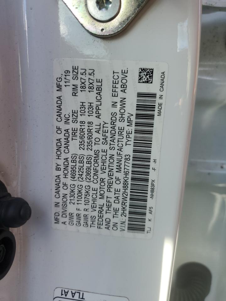 2019 Honda Cr-V Exl VIN: 2HKRW2H88KH677783 Lot: 86523225
