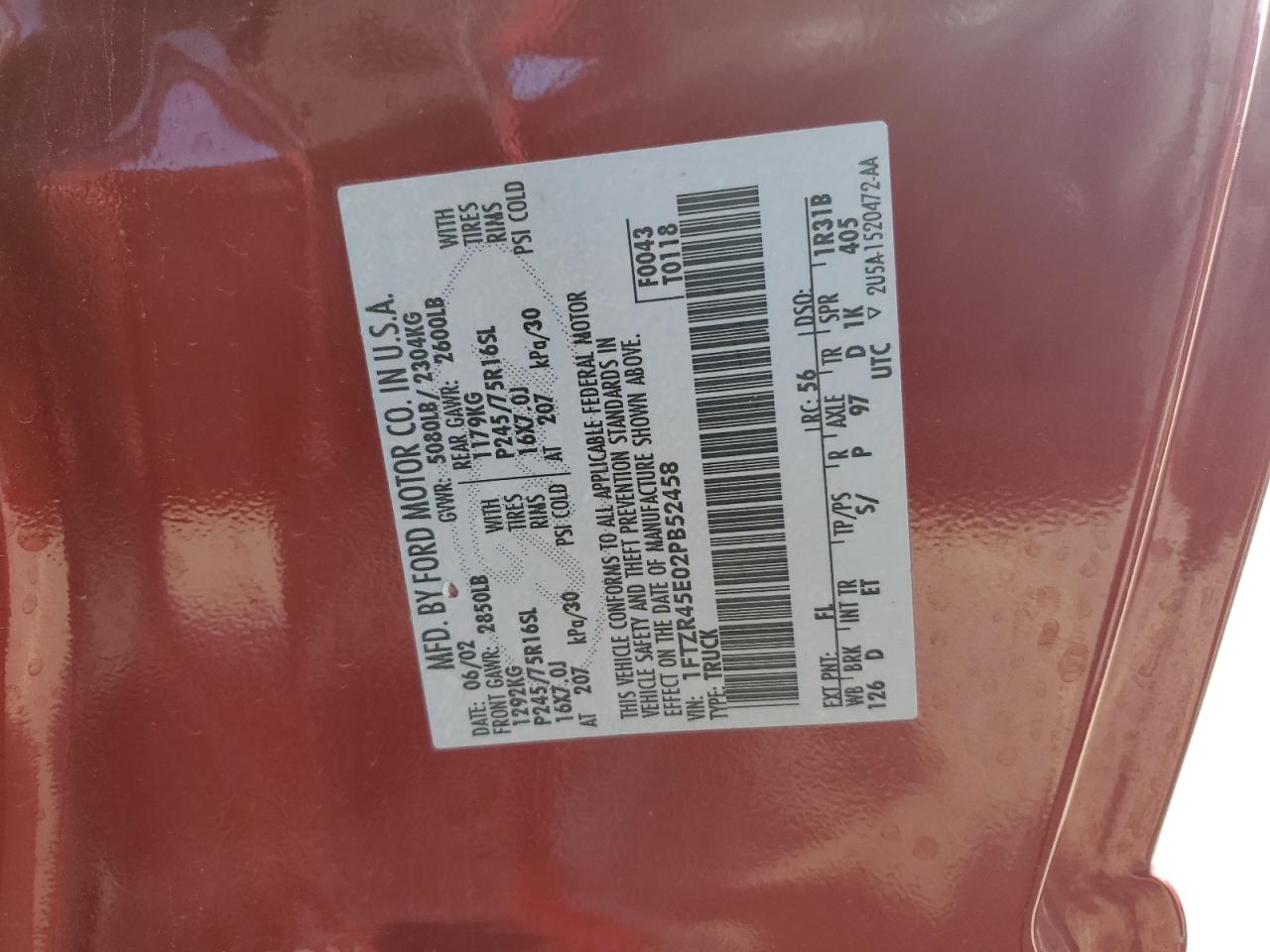 2002 Ford Ranger Super Cab VIN: 1FTZR45E02PB52458 Lot: 86466745