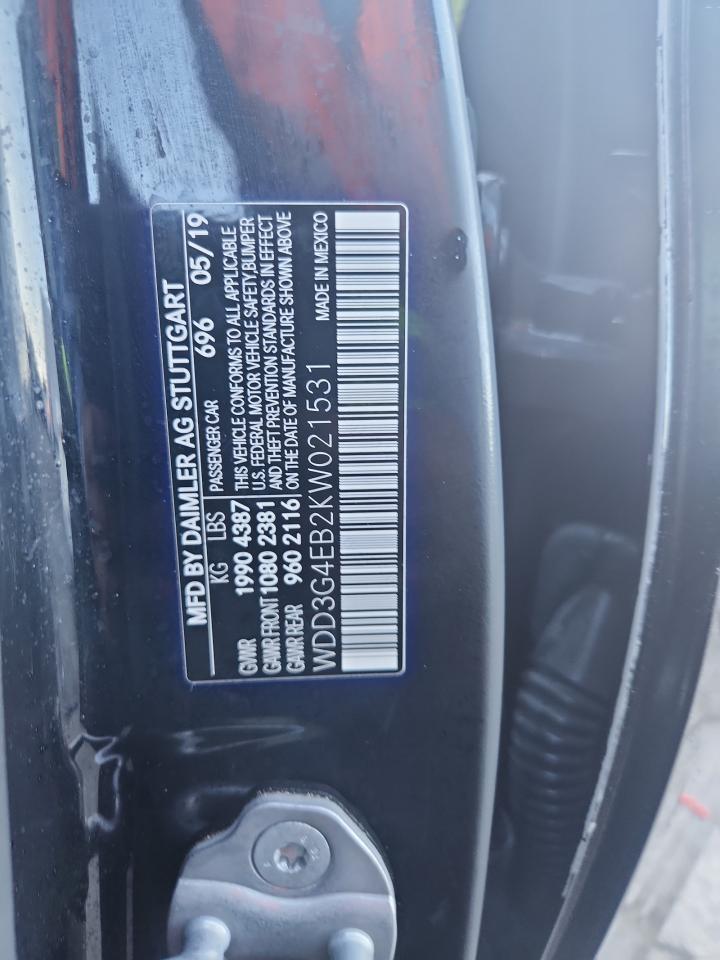 2019 Mercedes-Benz A 220 VIN: WDD3G4EB2KW021531 Lot: 87449635