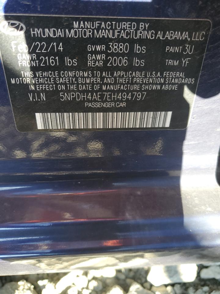 2014 Hyundai Elantra Se VIN: 5NPDH4AE7EH494797 Lot: 85678575