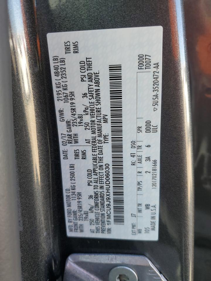 2017 Ford Escape Titanium VIN: 1FMCU9J9XHUD06030 Lot: 89730995