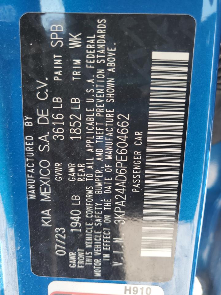 2023 Kia Rio Lx VIN: 3KPA24AD6PE604662 Lot: 89636215