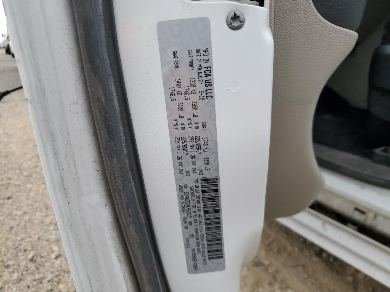 2019 Dodge Grand Caravan Sxt VIN: 2C4RDGCG4KR693371 Lot: 85915635