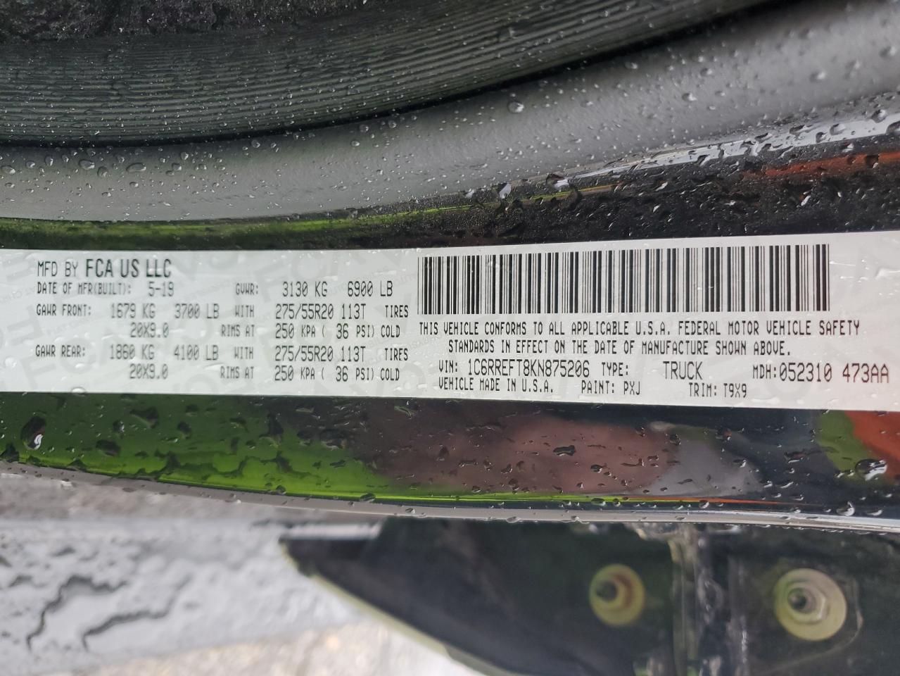 2019 Ram 1500 Big Horn/Lone Star VIN: 1C6RREFT8KN875206 Lot: 86329385