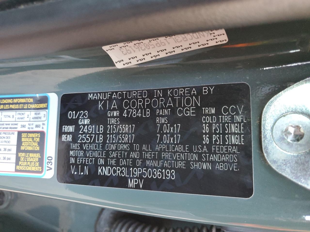 2023 Kia Niro Wind VIN: KNDCR3L19P5036193 Lot: 87468935