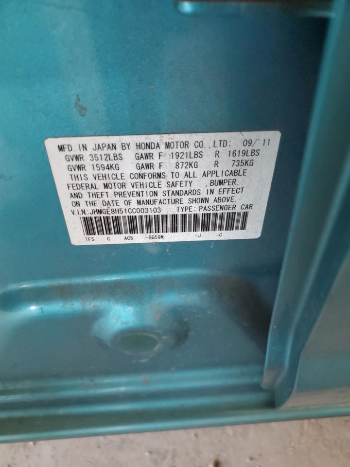 2012 Honda Fit Sport VIN: JHMGE8H51CC003103 Lot: 84065825