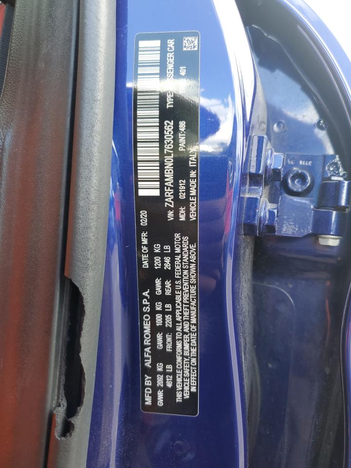 2020 Alfa Romeo Giulia Ti VIN: ZARFAMBN0L7630562 Lot: 86881355