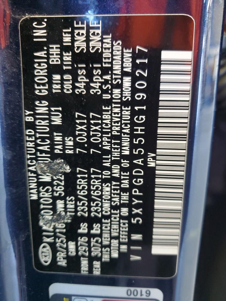 2017 Kia Sorento Lx VIN: 5XYPGDA55HG190217 Lot: 85166065