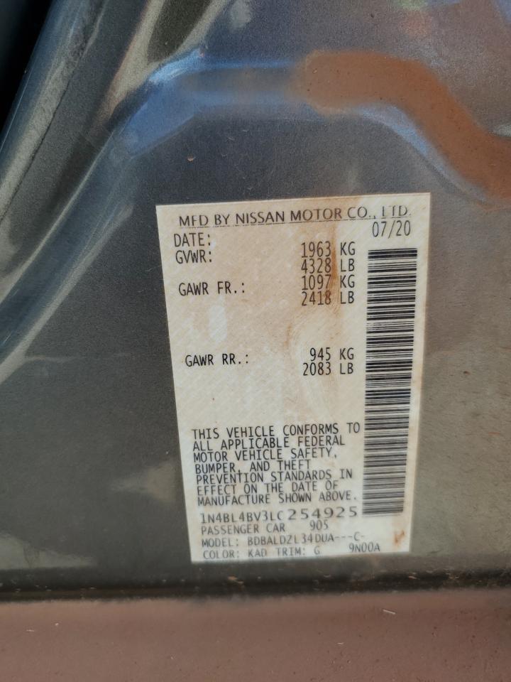 2020 Nissan Altima S VIN: 1N4BL4BV3LC254925 Lot: 85675135