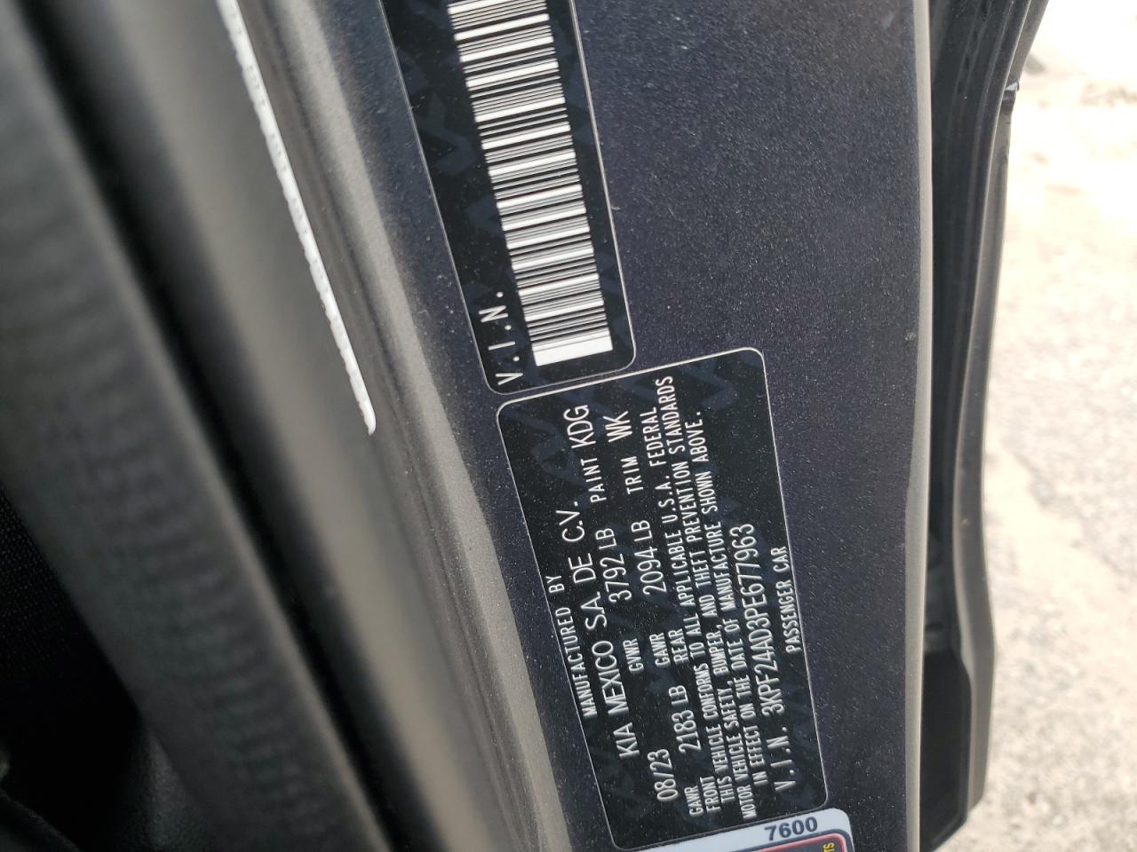 2023 Kia Forte Lx VIN: 3KPF24AD3PE677963 Lot: 85084625